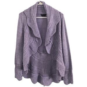 BCBGMAXAZRIA Lavender Alpaca Blend Knit Circle Cardigan Petite Medium
